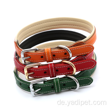 OEM-Luxus-Leder-Soft-Touch-Halsbänder Luxus-Echtleder gepolstertes rosa Marineblaugrün-Orange-Hundehalsband